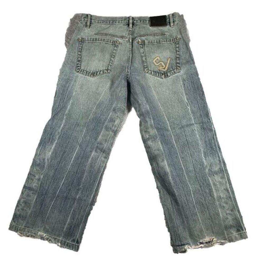 Vintage Sean John Jeans Mens 34x26 Blue‎ Raw Denim Wide Baggy Hip Hop Skater Y2K
